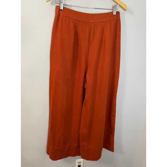 Farm Rio Rust Brown Wide Leg Linen Nautical Pants Relax Coastal Vacation Sz M - Picture 4 of 16